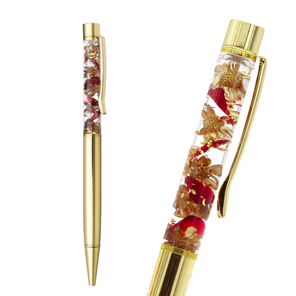 加賀百万石の伝統と豪華さを表現した金箔入りボールペン