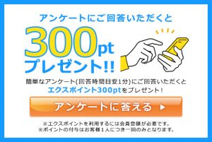 アンケートに答えると300ポイントプレゼント